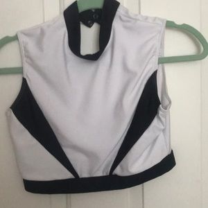 White and black turtle neck crop top